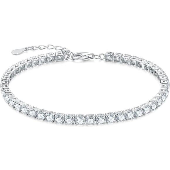 Moissanite Diamond Tennis Bracelet 3mm Adjustable 18K Brilliant Cut - Picture 8 of 11